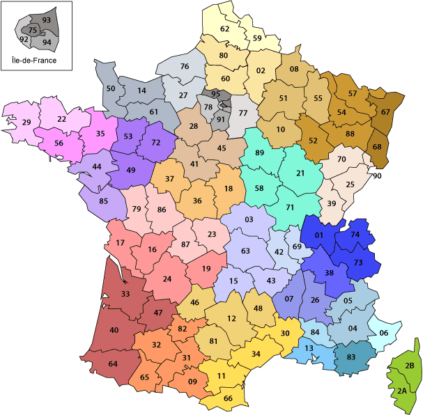 Carte de France Délégations régionales AFDN